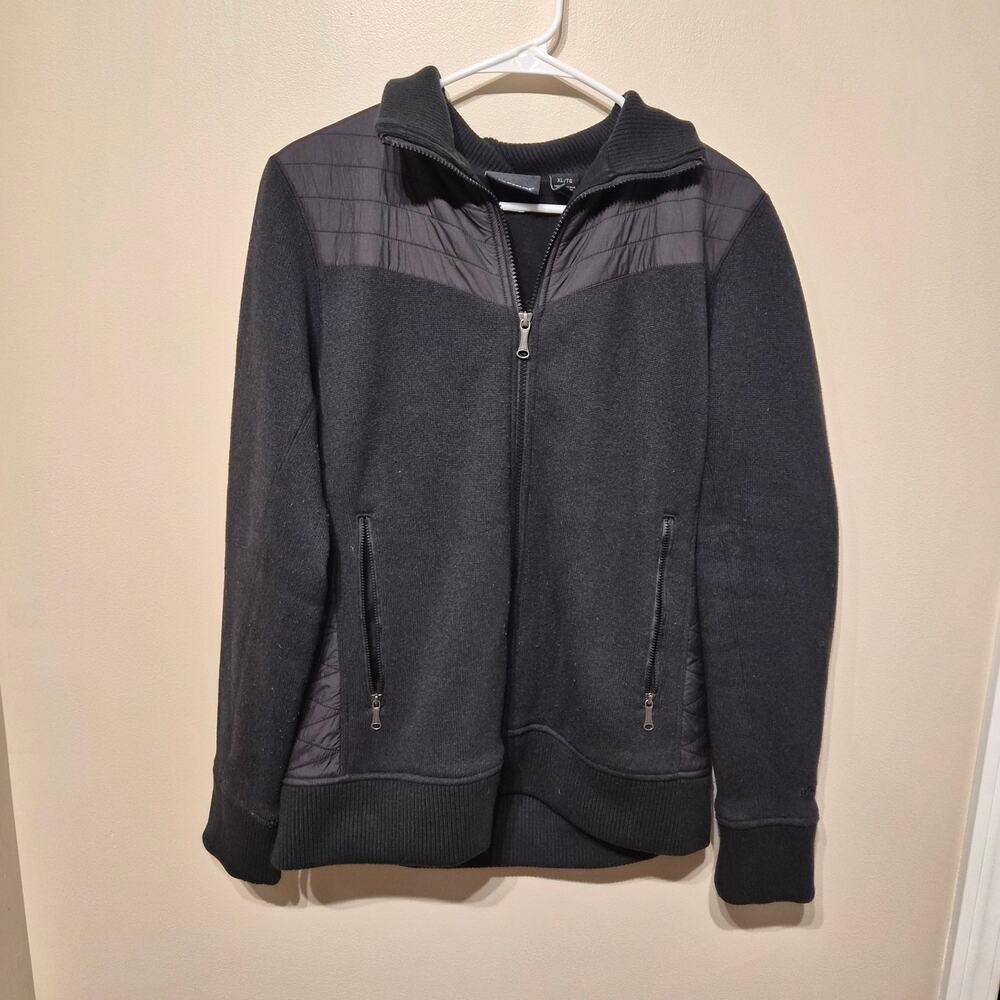 Marmot XL Women's Tech Sweater Jacket Black Zip Pockets Quilted